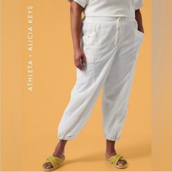 Athleta, Alicia Keys-18-cream-High waisted utility cargo jogger with drawstring - Picture 2 of 16